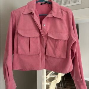 Zara Pink Corduroy Utility Jacket